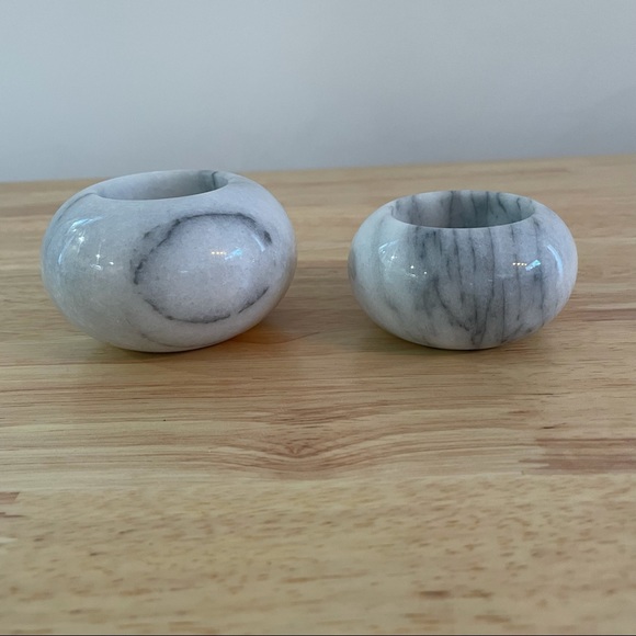2pc Vintage Marble Stone Candle Holders - Picture 2 of 7